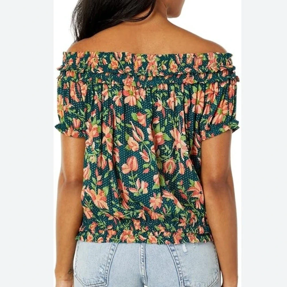 Free People‎ FP One Suki Off The Shoulder Floral Blouse Garden Combo Large
